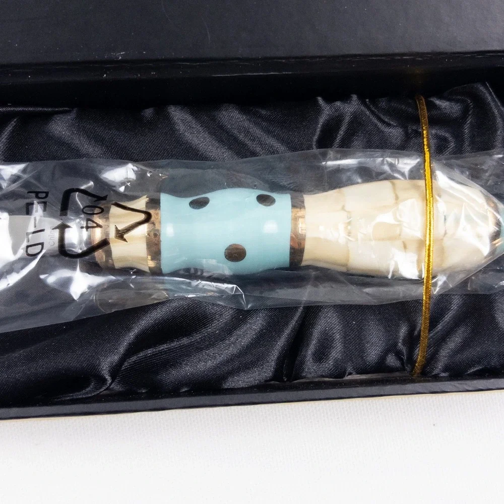 MacKenzie Childs Retired Parchment Check Letter Opener Ceramic 12100-140